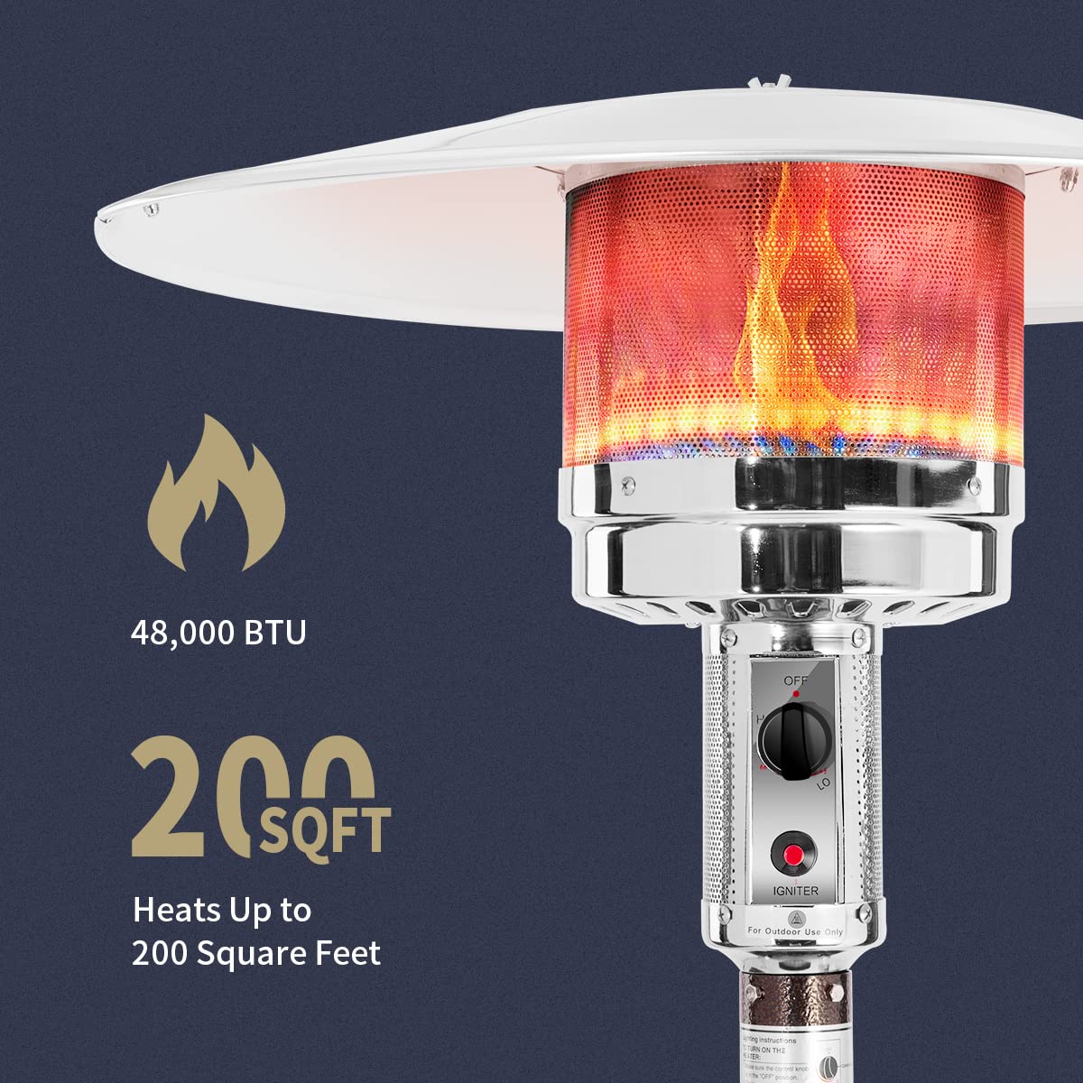 Kezato 48,000 BTU Bronze Outdoor Propane Patio Heater - 87 Inch Tall Commercial & Residential Backyard Heating for Restaurants, Decks, and Outdoor Gatherings