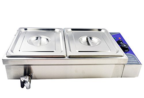 INTSUPERMAI Commercial 2-Pan Countertop Food Warmer | Bain Marie Buffet Heater for Soups, Stews & Catering | 110V Electric Steam Table for Restaurants, Cafeterias & Events