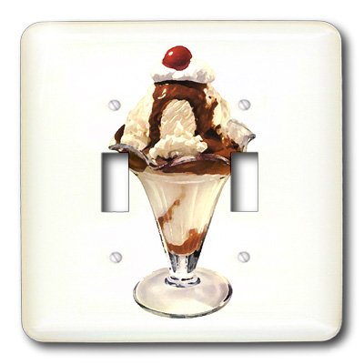 3D Rose LLC lsp_5738_2 Ice Cream Sundae Double Toggle Switch - Decorative Light Switch Cover for Kitchen, Bedroom, and Kids Room Decor