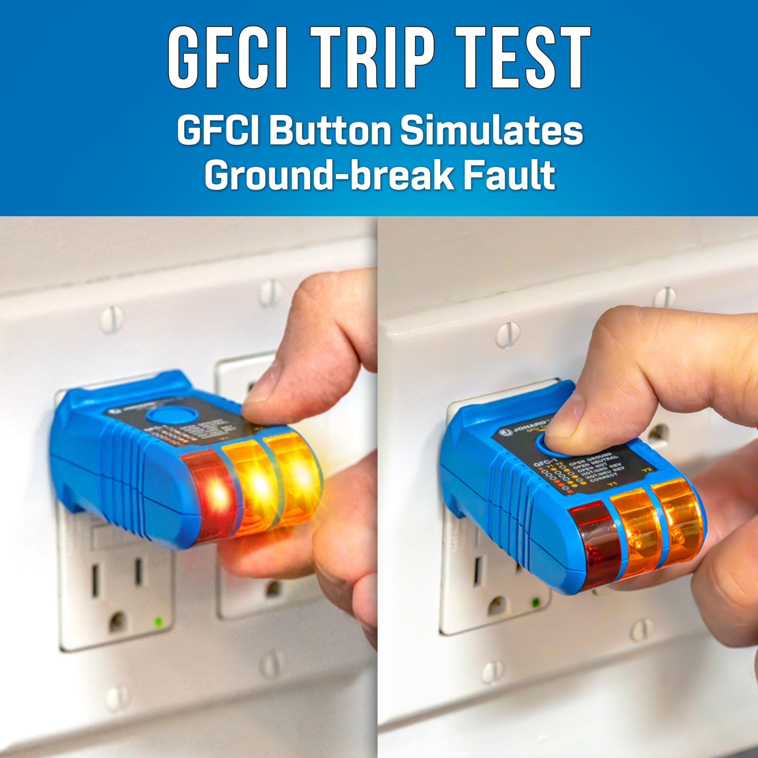 Jonard Tools GFC-1 GFCI Outlet Tester - Professional Circuit Analyzer & Ground Fault Receptacle Tester for 110V/125V AC 3-Wire North American Electrical Outlets | Perfect for Electricians, Home Inspectors & DIY Safety Checks