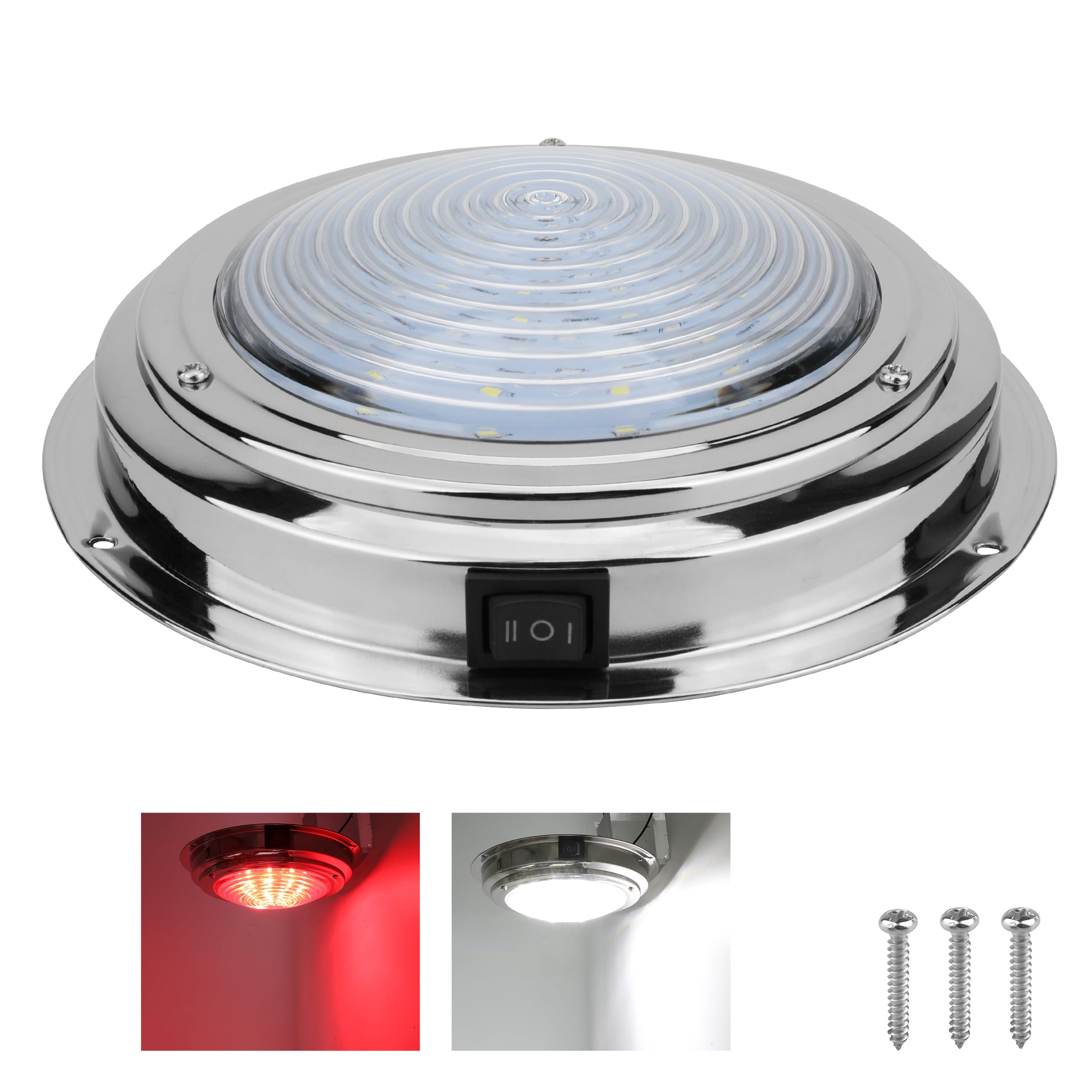 12V LED Marine Boat Dome Light with Toggle Switch - 7