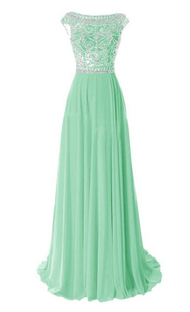Emmani Women's Luxury Beaded Long Formal Evening Dress - Sparkling Party Gown in Mint Green Size 28w - Perfect for Prom, Gala, Wedding & Black Tie Events