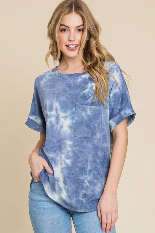 BOMBOM Women's Tie Dye Round Neck Short Sleeve T-Shirt | Soft Cotton Casual Tee for Summer | Perfect for Beach, Music Festivals & Everyday Wear