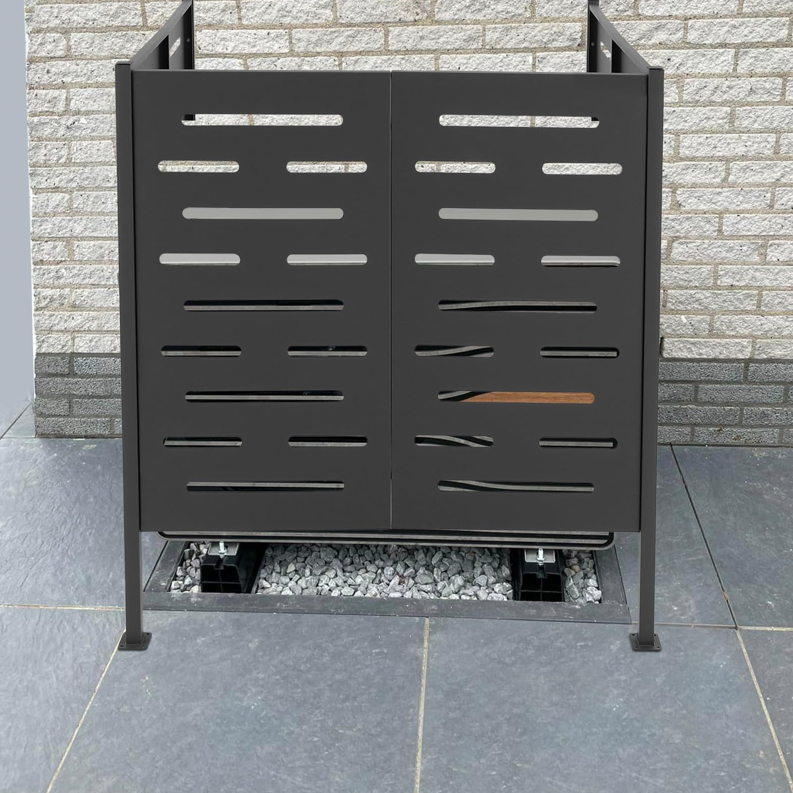 3-Panel Outdoor Air Conditioner Cover Privacy Screen - Heavy Duty Iron Fence Panels for Hiding AC Units & Trash Cans (42.13
