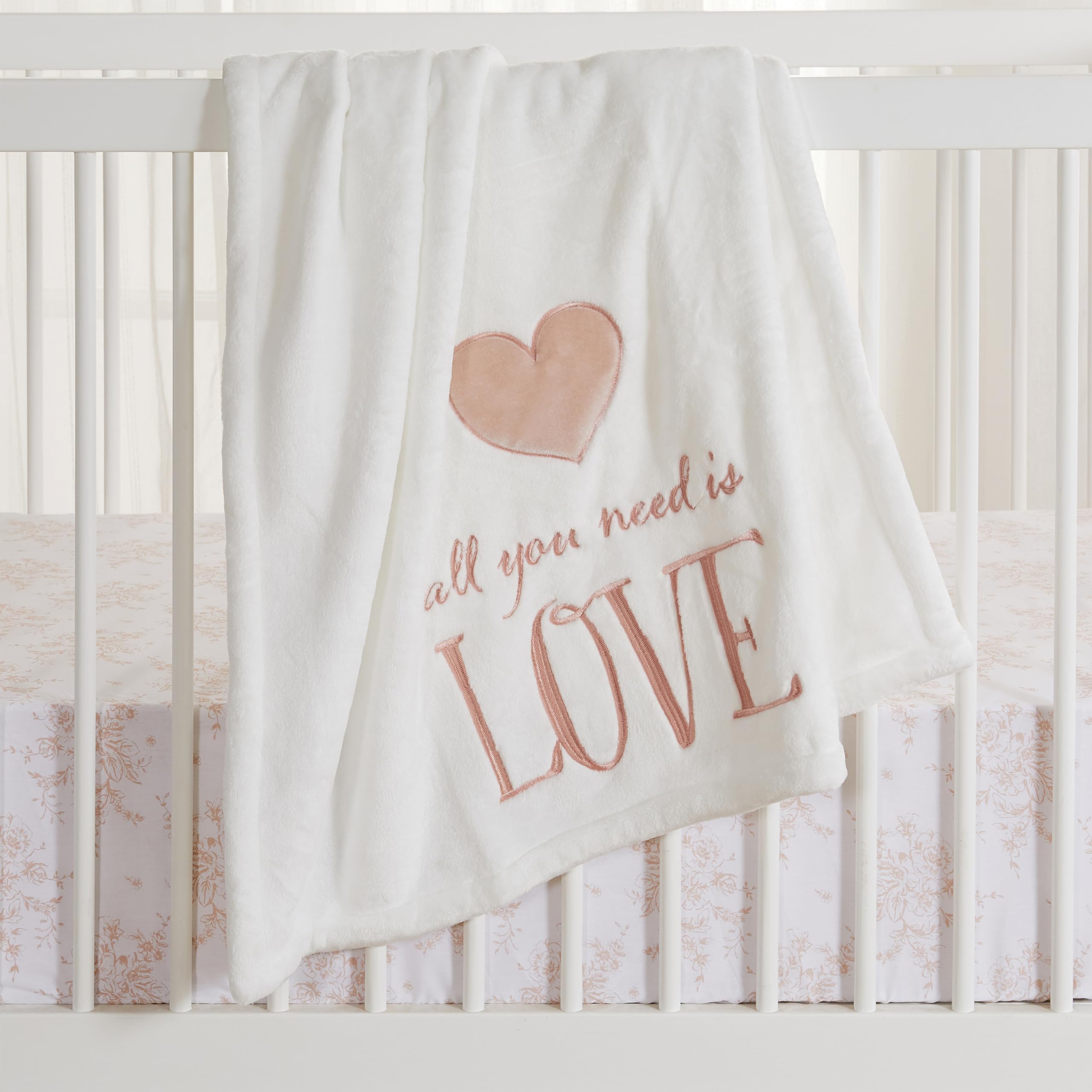 Levtex Baby Knitted Elephant Blanket - Blush & White 30x40in - Nursery & Stroller Accessory