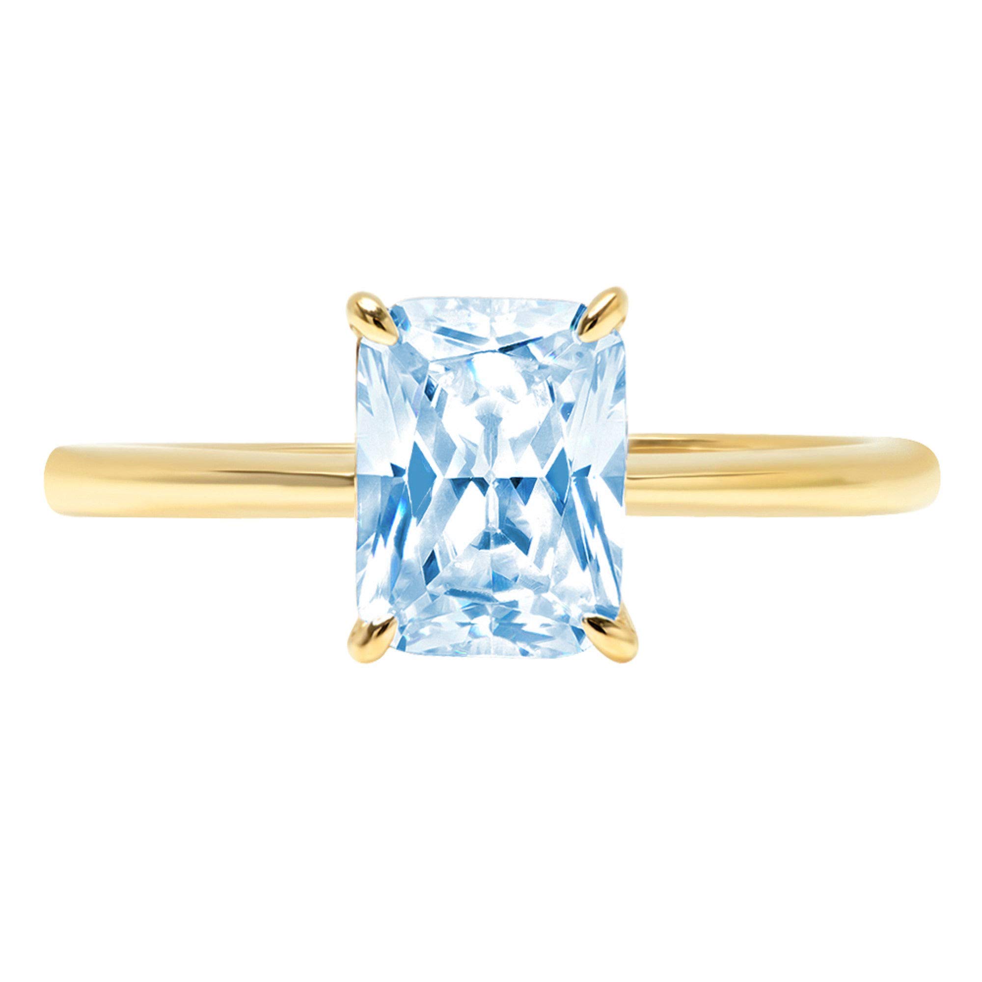 2.5ct Natural Sky Blue Topaz Solitaire Ring - 18K Yellow Gold Radiant Cut Engagement Wedding Bridal Promise Anniversary Jewelry for Women | Perfect for Proposals, Weddings & Special Occasions