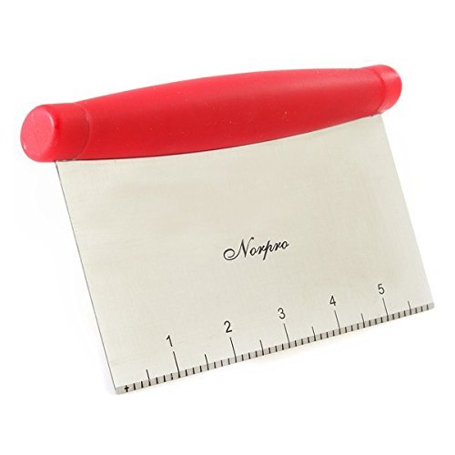 Norpro Grip-Ez Dough Scraper & Chopper with Non-Slip Handle - 2 Pack Red Kitchen Tool for Baking, Cooking & Food Prep - Perfect for Pastry, Pizza Dough & Cookie Making