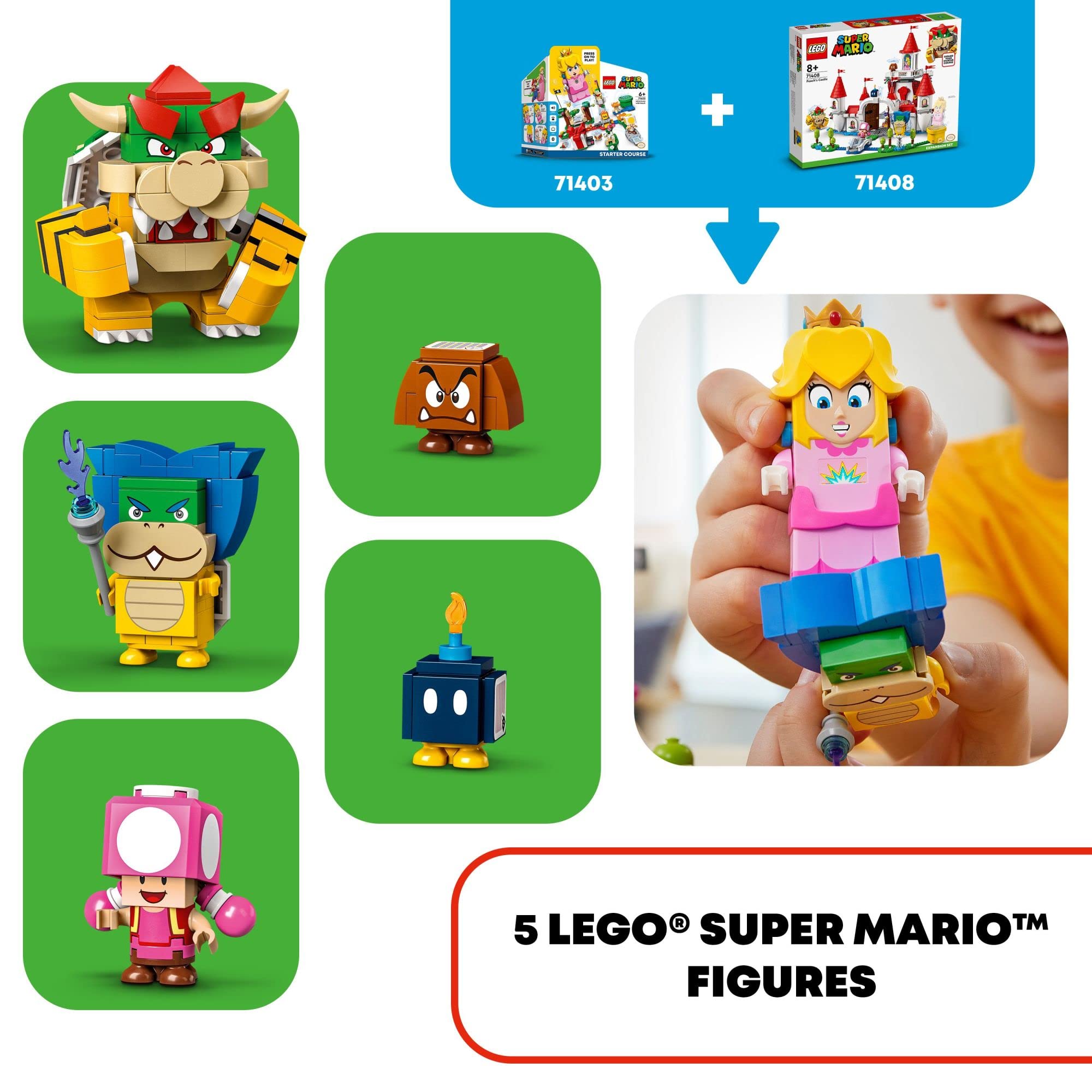 LEGO Super Mario Peach’s Castle Expansion Set 71408 | Interactive Building Toy with Bowser & Toadette Figures | Compatible with Starter Course | Perfect Gift for Kids Ages 8+ | Fun Family Game Night & Creative Play