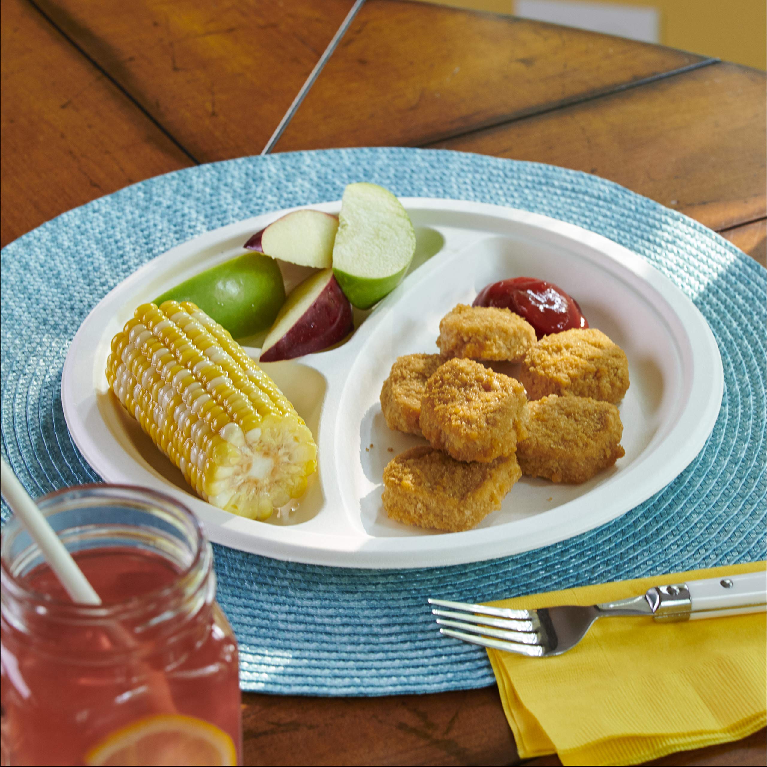 Eco-Friendly Heavy Duty Disposable Plates - 10 ⅛ Inch Plant-Based Compartment Plates, 16 Count (Pack of 4) - Perfect for Parties, Picnics & Eco-Conscious Gatherings
