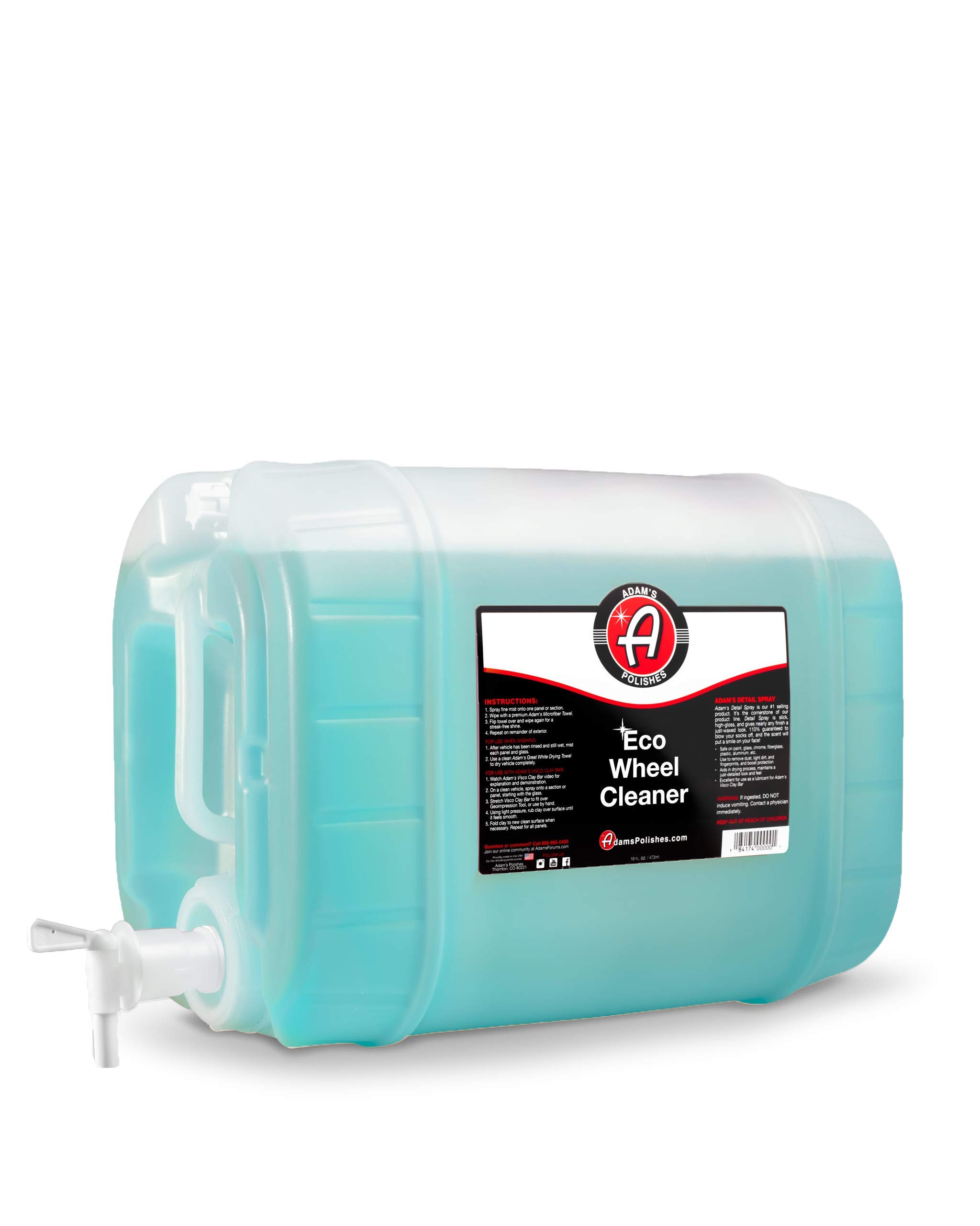 Adam's Polishes Eco Wheel Cleaner - 5 Gallon (640 fl oz) | pH Neutral, Safe for All Wheels | Perfect for Car Detailing, Auto Shops & Fleet Cleaning