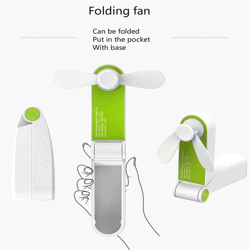 Handheld Mini Fan USB Rechargeable - Portable Folding Pocket Fan with 2 Speeds | Small Travel Fan for Home, Office, Camping & Outdoor Activities | Perfect for Summer, Travel & Hot Weather (Pink)
