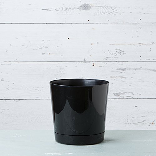 Majestic Full Depth Round Cylinder Pot - 12 Inch Glossy Black Planter for Indoor & Outdoor Plants - Perfect for Home Decor, Garden, Patio, and Office Spaces