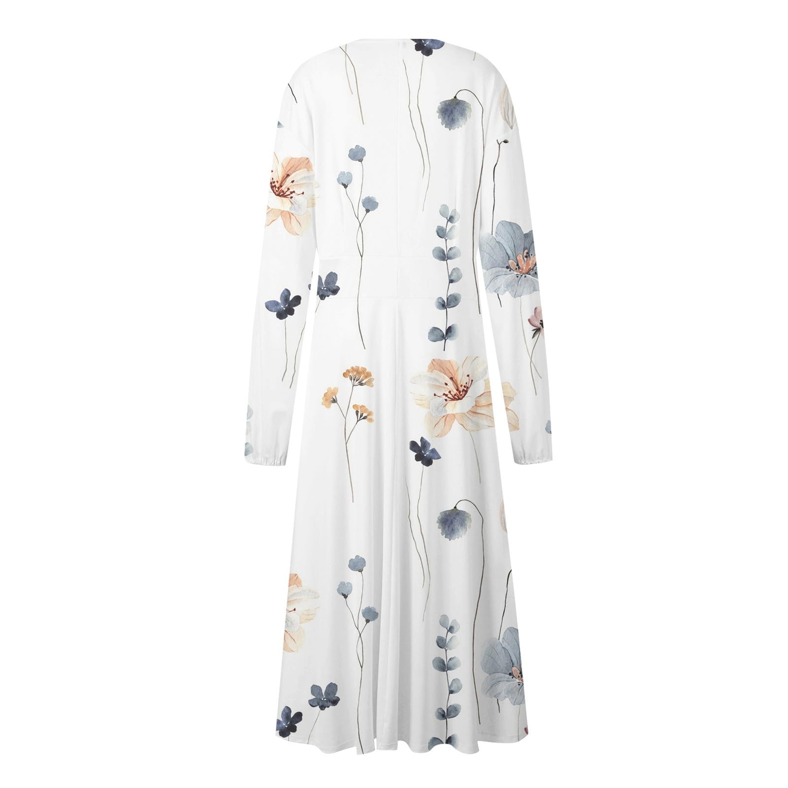 Women's Fall Dresses 2024 - Elegant Midi Wrap Dress with V-Neck & Puff Long Sleeves | Flowy A-Line Casual to Cocktail Party Dress for Work, Date Night & Special Occasions