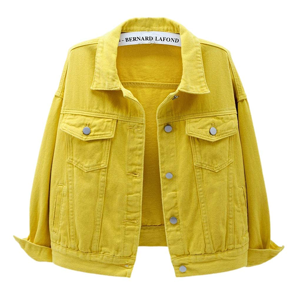ebossy Women's Candy Color Denim Jacket - Relaxed Fit Casual Jean Trucker Jacket for Spring & Fall | Perfect for Streetwear, Weekend Outings & Layering