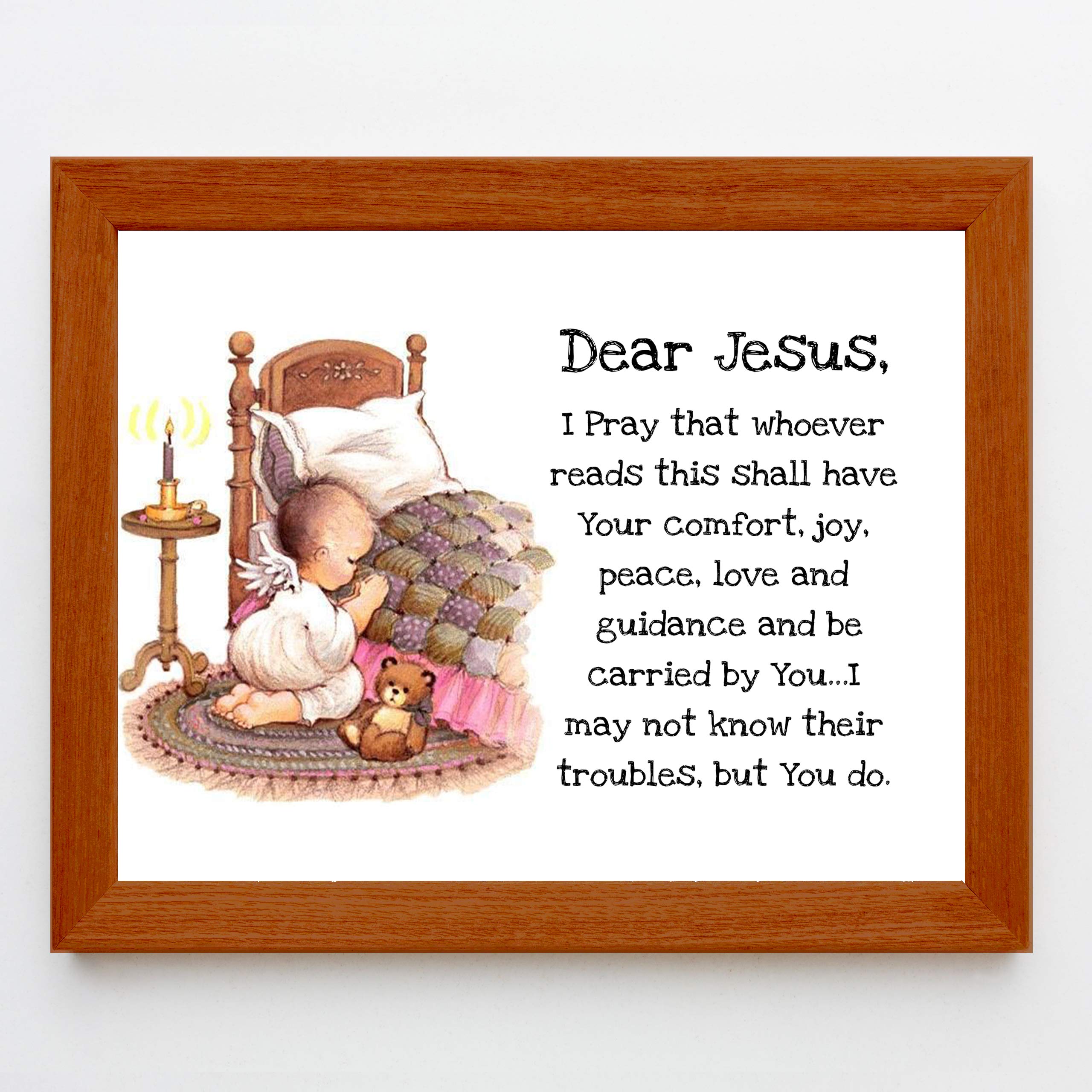 Dear Jesus Christian Prayer Wall Art - Inspirational Typographic Faith Decor Print for Home, Kids Bedroom, Nursery, Sunday School & Church (Unframed 8x10) - Perfect for Worship Spaces & Spiritual Encouragement