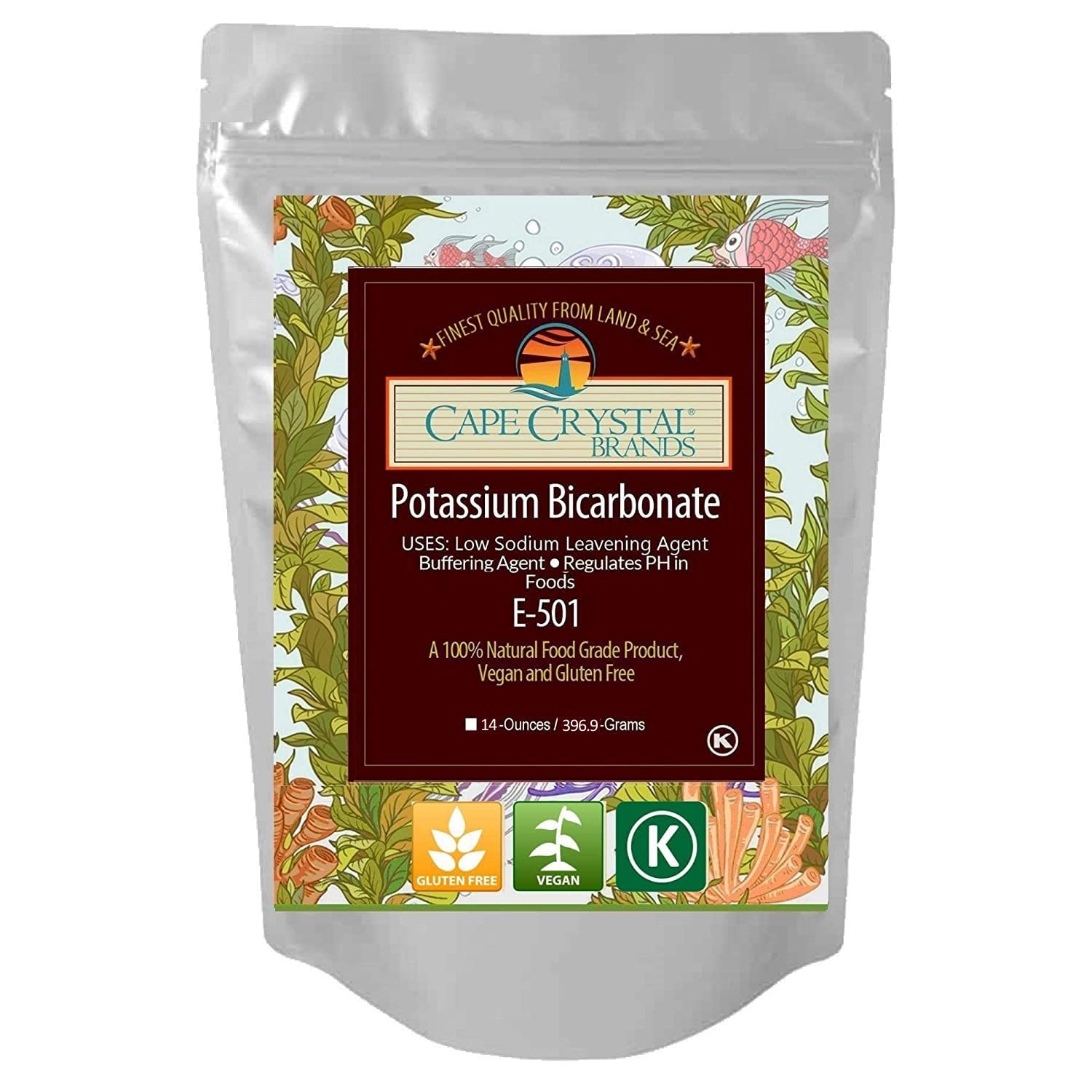 14-oz USP Food Grade Potassium Bicarbonate Crystalline Powder - Gluten Free, Non-GMO, Kosher Certified Baking Soda Substitute & Salt Alternative - Perfect for Baking, Cooking, and Food Preservation