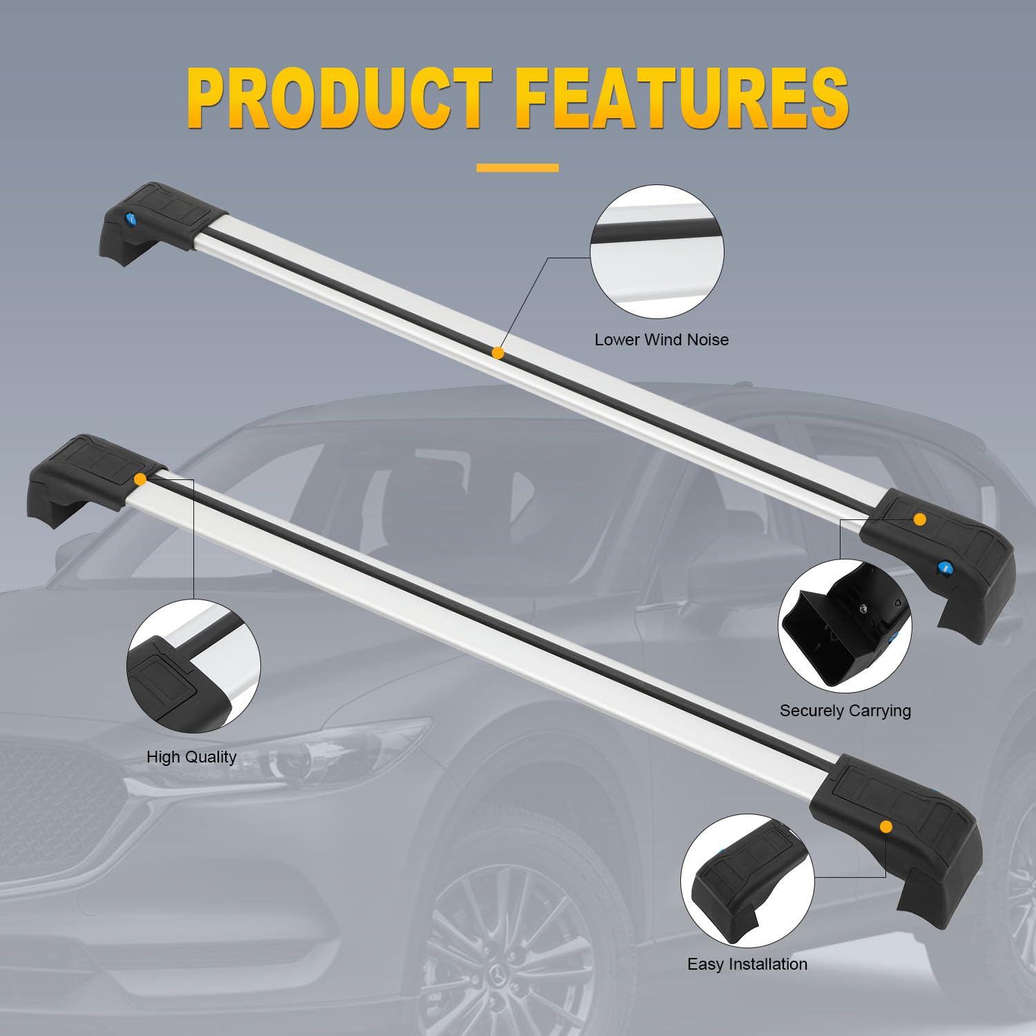 OCPTY Universal Roof Rack Cross Bars for Mazda CX-5 2013-2017 | Heavy Duty Aluminum Cargo Carrier for Camping, Fishing, Biking & Outdoor Adventures | Perfect for Road Trips & Active Lifestyles