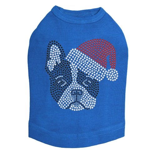 Boston Terrier Christmas Dog Tank Top with Santa Hat - Festive Holiday Pet Apparel for Dogs - Perfect for Christmas Photos & Holiday Parties