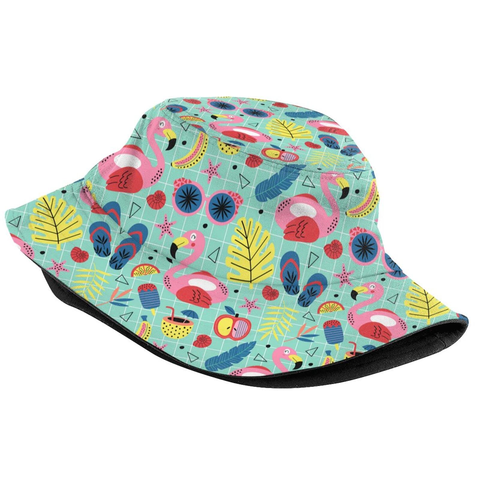 Swimming Pool Bucket Hat for Swimmers - Summer Fisherman Hat with Print, Packable Beach Hat for Outdoor Travel, Perfect for Poolside, Beach, and Fishing Adventures
