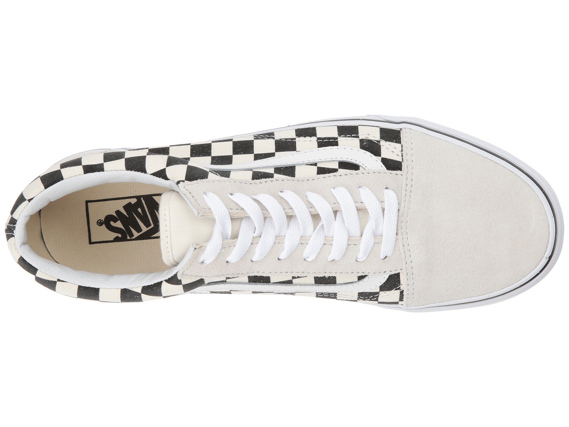 Vans Men's Old Skool Classic Skate Shoes - Checkerboard/Off White/Black - Size 8.5 - Comfortable Casual Sneakers for Streetwear & Skateboarding