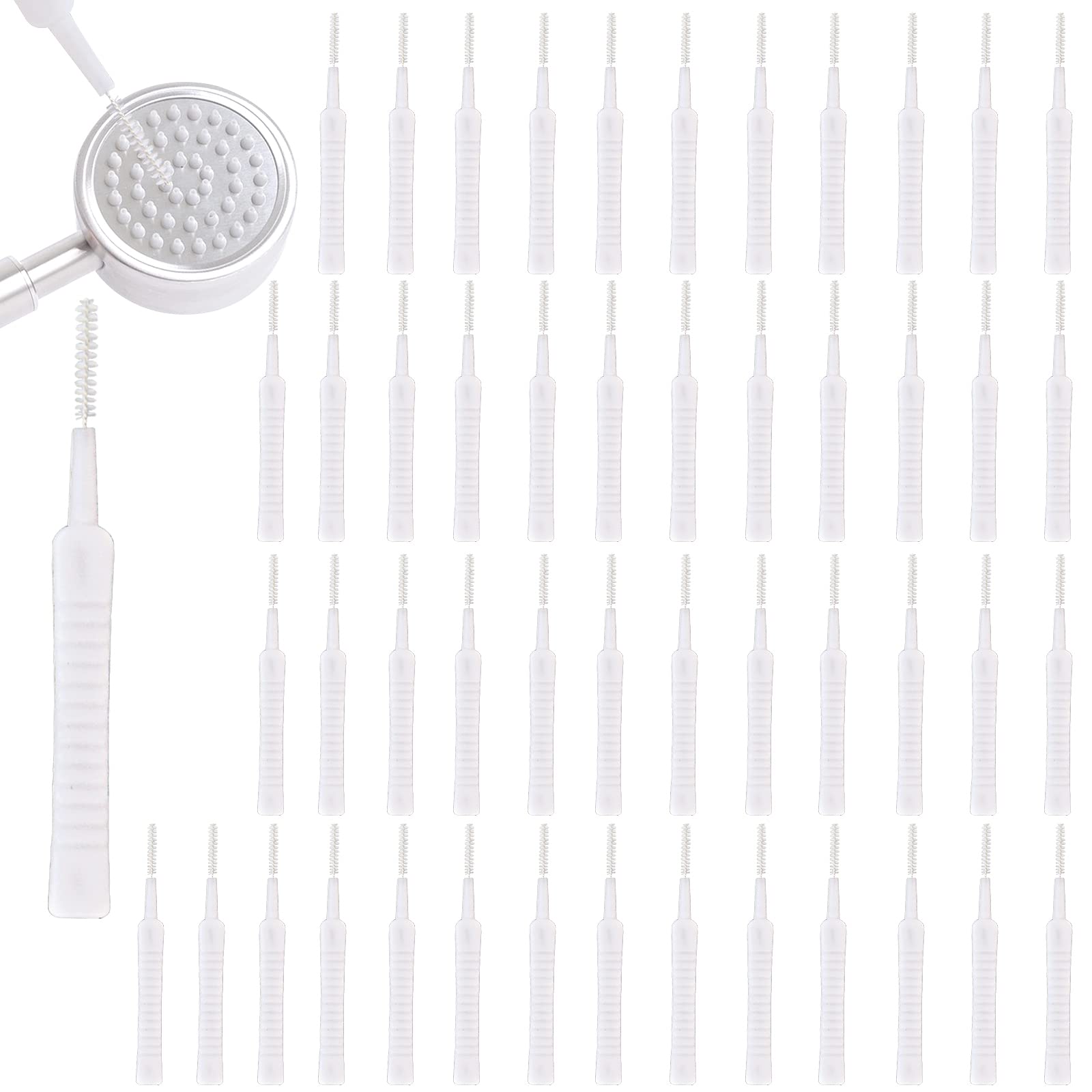 50-Pack Anti-Clog Shower Head Cleaning Brushes with Nylon Bristles - Deep Clean Shower Nozzles, Keyboard Gaps & Tight Spaces - Perfect for Bathroom, Kitchen & Electronics Maintenance