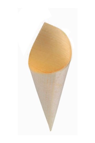 PacknWood 210BBCO81 - 1000 Disposable Mini Wooden Cone Kraft Paper Cones with Dipping Sauce Compartment | 0.5oz Appetizer Food Cups, Charcuterie Cones, Mini Canapé Cones (3.25