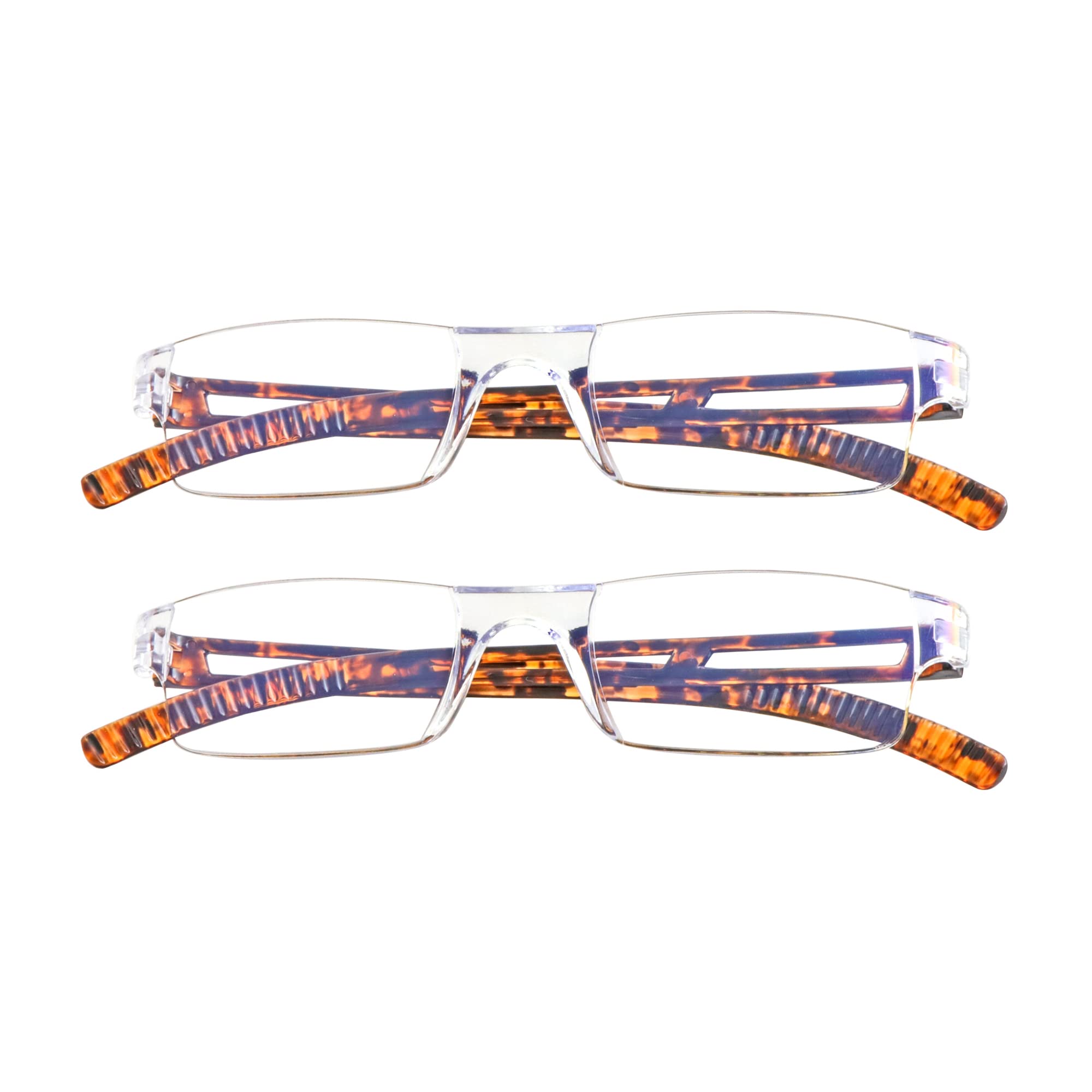 LifeArt 2/4 Pairs Blue Light Blocking Reading Glasses for Men & Women - Anti Eye Strain Computer Glasses with Stylish Rectangle Frame - Perfect for Office Work, Gaming & Screen Time