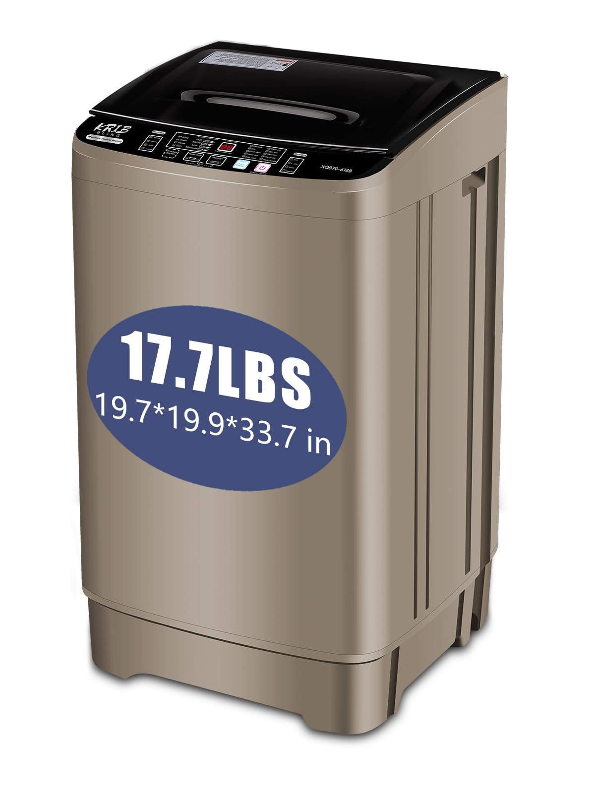 Full-Automatic Compact Washing Machine with Drain Pump - 17.7 lbs Capacity, 10 Wash Programs & 8 Water Levels - Perfect for Apartments, Dorms, RVs, Camping & Small Spaces - Gold Color