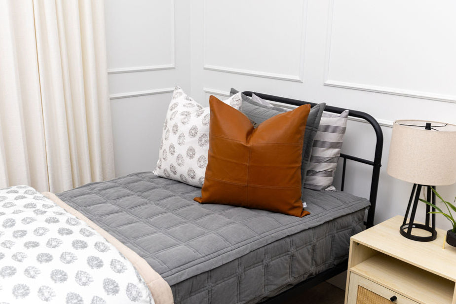 Luxury Euro Pillow Cover - Genuine Leather, Soft & Durable - Perfect for Sofa, Bed & Home Decor - 20x20 Inches