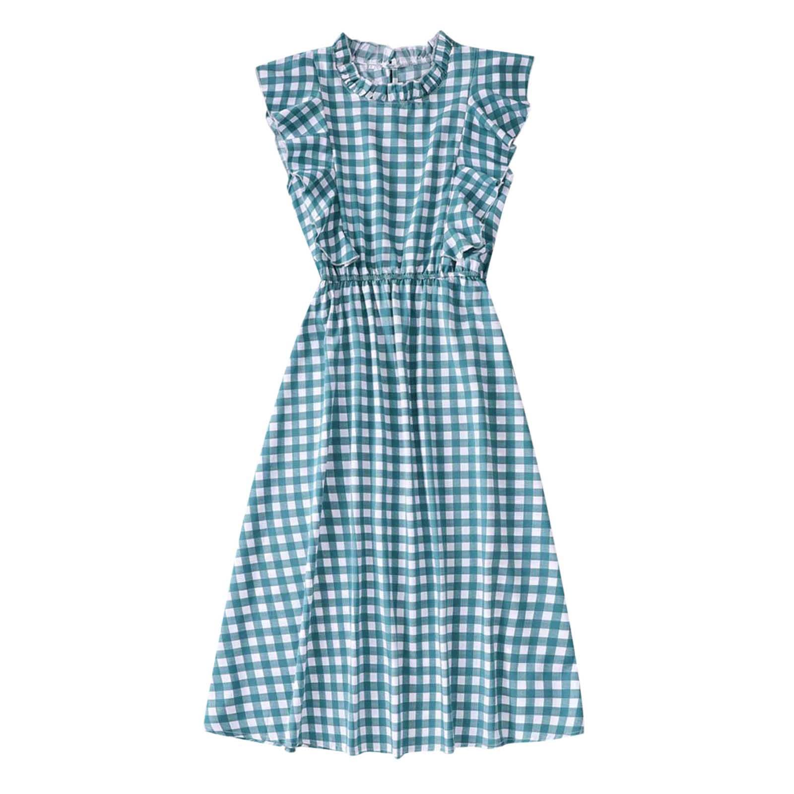 Women's Summer Short Sleeve O-Neck Lattice Party Dress - Flirty Swing Skater Dress for Cocktail Parties, Date Nights & Beach Vacations