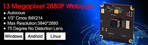 13MP USB Camera Module with Microphone & Autofocus - UVC USB 2.0 Webcam Board for PC/Laptop, Jetson Nano - Industrial Embedded IMX214 Sensor for Video Conferencing, Live Streaming & Lightburn Applications