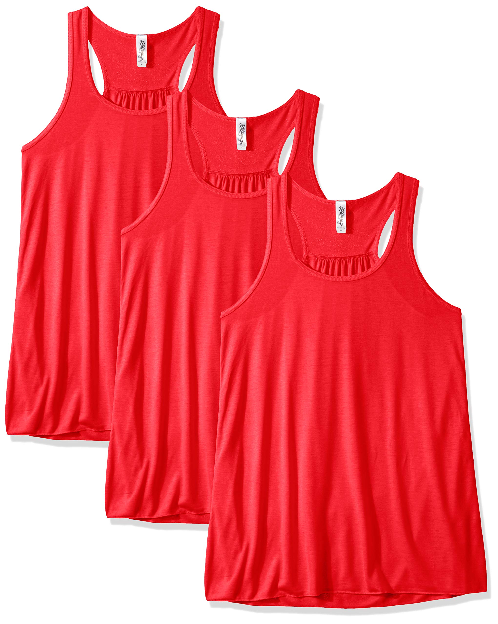 Marky G Apparel Women's Flowy Racerback Tank Tops - 3 Pack Soft Breathable Summer Workout Tops for Yoga, Running & Gym
