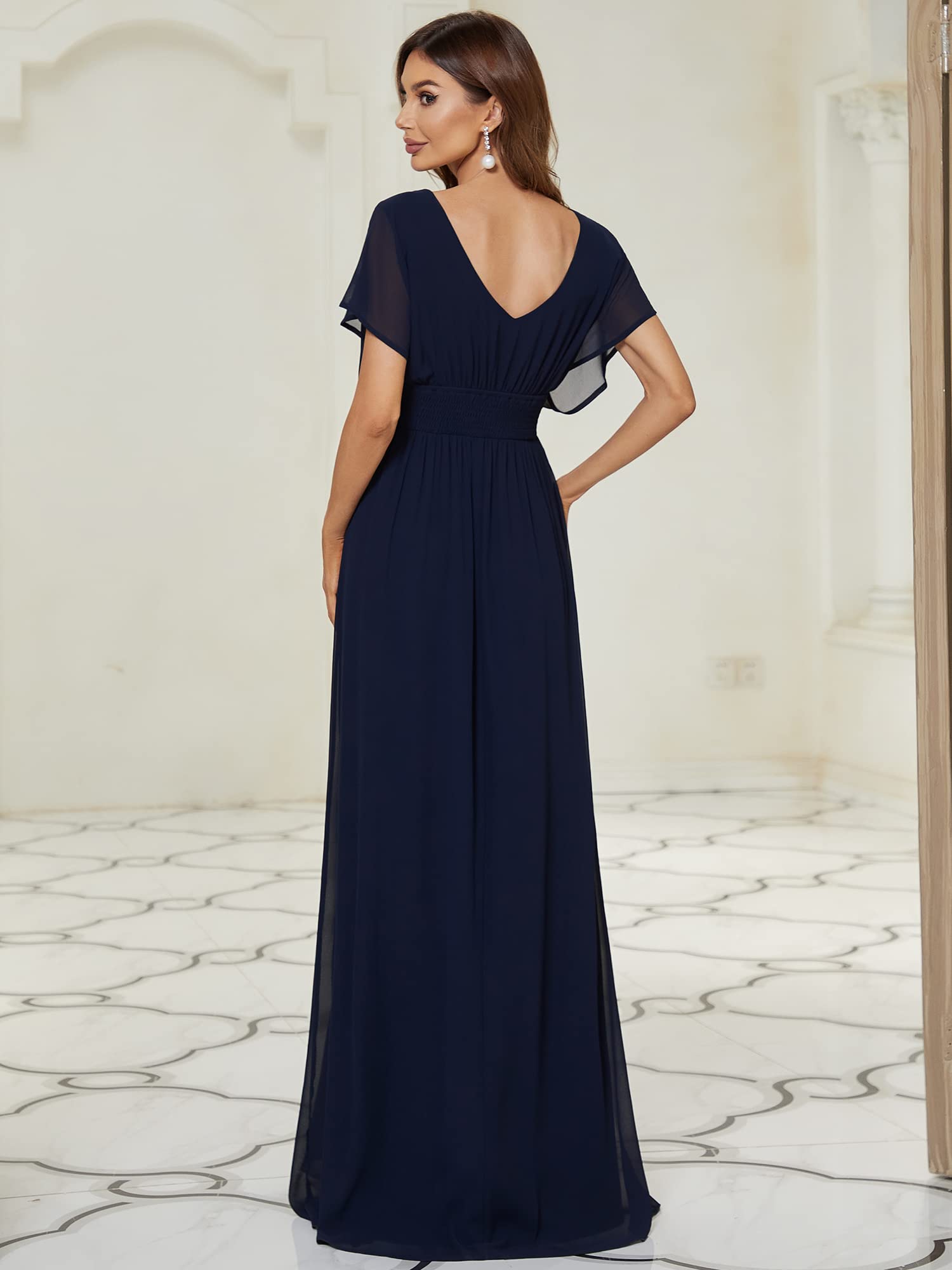 Ever-Pretty Women's Elegant V-Neck Formal Evening Dress 7851 - Long Sleeve A-Line Gown for Prom, Wedding Guest & Black Tie Events