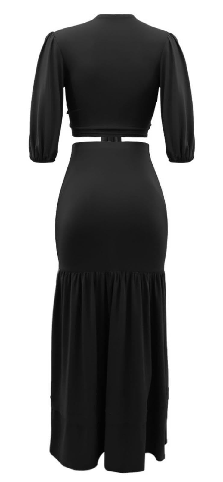 Women's 2-Piece Summer Outfit - V-Neck Bandage Top & Flowy Maxi Skirt Set | Beachwear, Vacation Dresses, Casual Summer Fashion