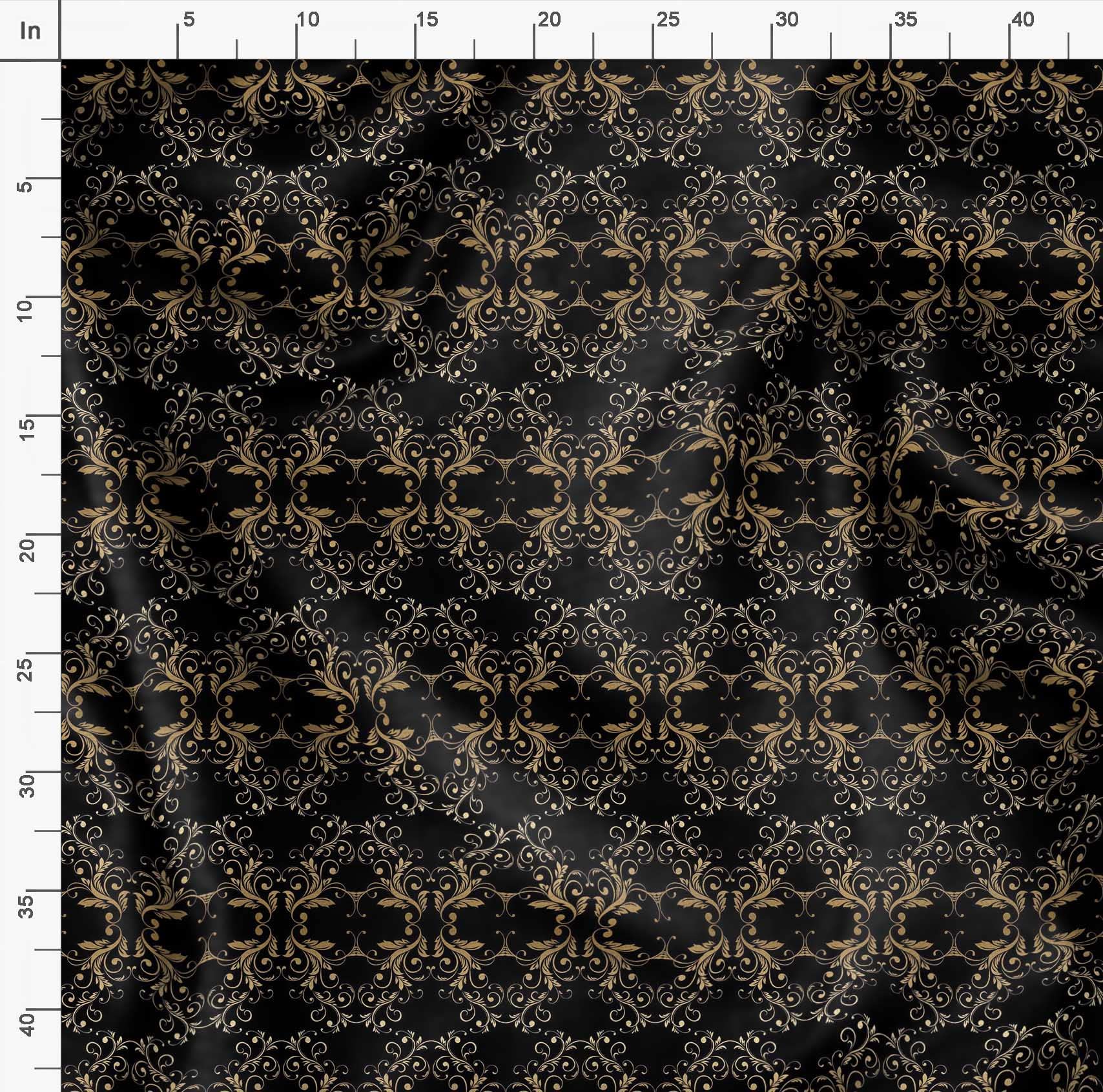 Soimoi Moss Georgette Brown Fabric by The Yard - 42 Inch Wide Filigree Damask Print Material - Elegant Printed Fabric for Dresses, Curtains & Home Decor Projects