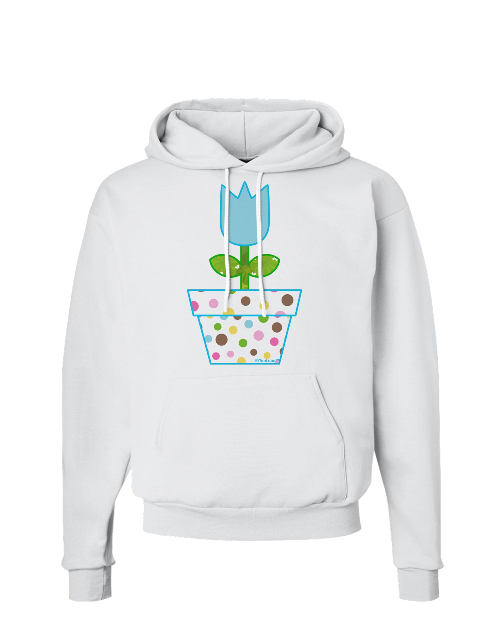 TooLoud Easter Tulip Design Blue Hoodie Sweatshirt for Women | Spring Fashion Pullover | Casual Wear & Holiday Outfits
