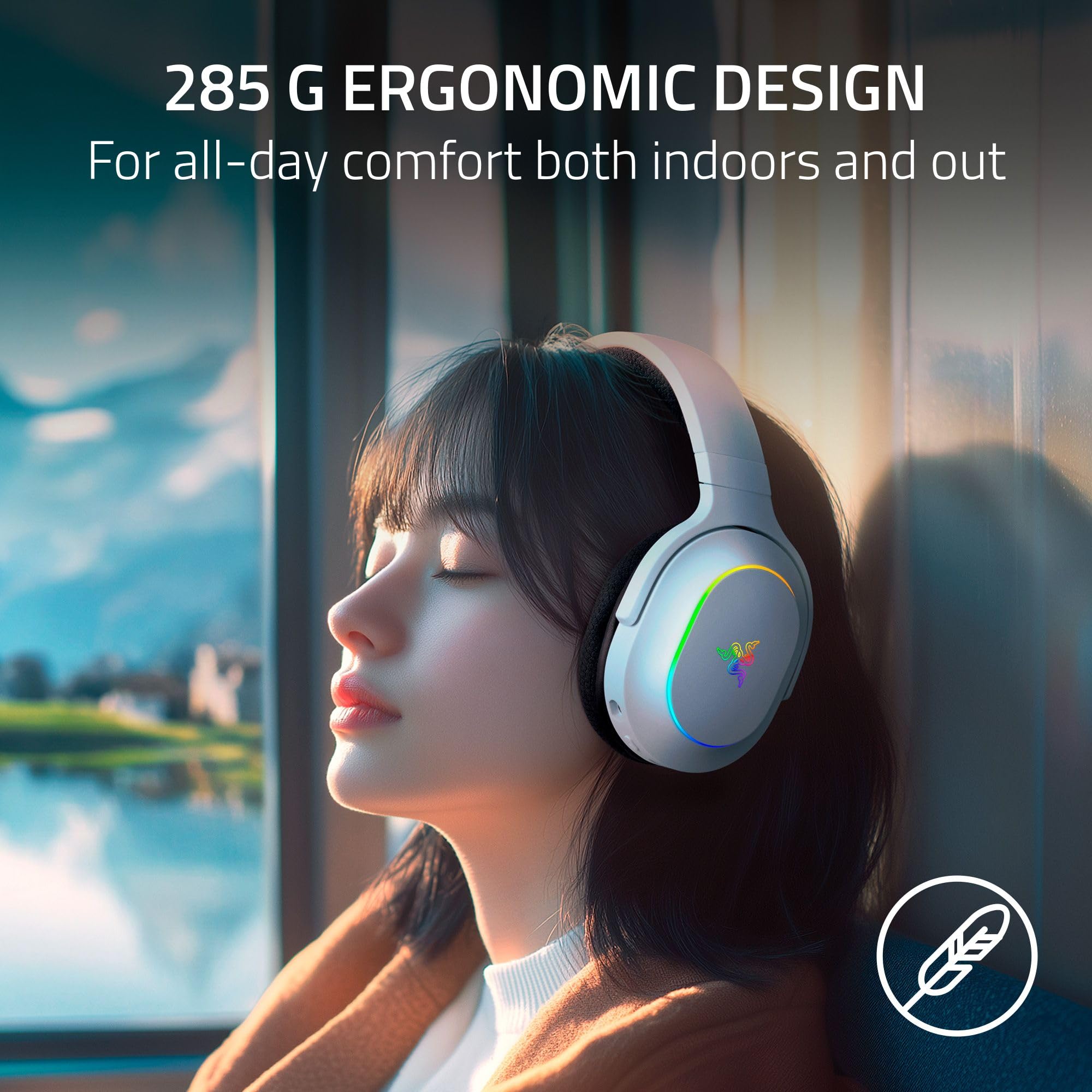 Razer Barracuda X Chroma Wireless Gaming Headset - 2.4GHz & Bluetooth Dual Mode, Lightweight Design with Chroma RGB Lighting, 40mm Drivers & Cardioid Mic, 70-Hour Battery Life - Compatible with PC, Mac, PS5, Nintendo Switch & Smartphones (White) - Perfect for Competitive Gaming, Streaming & Online Meetings