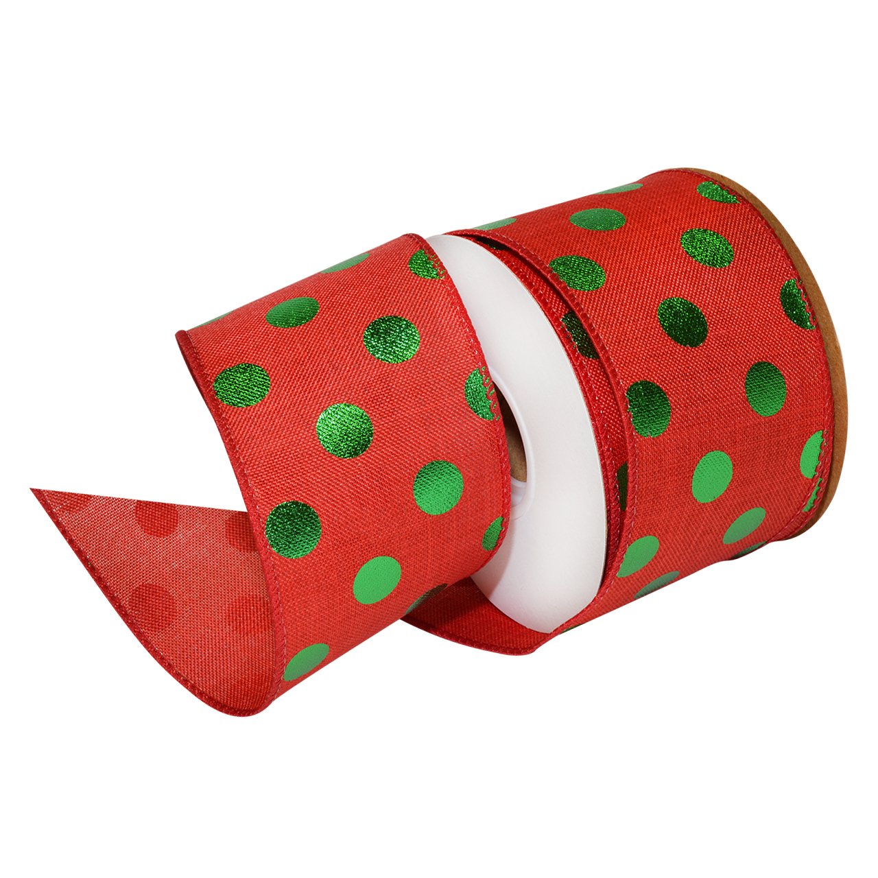 Morex 2-1/2 Inch x 10 Yard Red Wired Polyester Dot Ribbon - Decorative Craft Ribbon for Gift Wrapping, Bow Making, Wedding Decorations and DIY Projects
