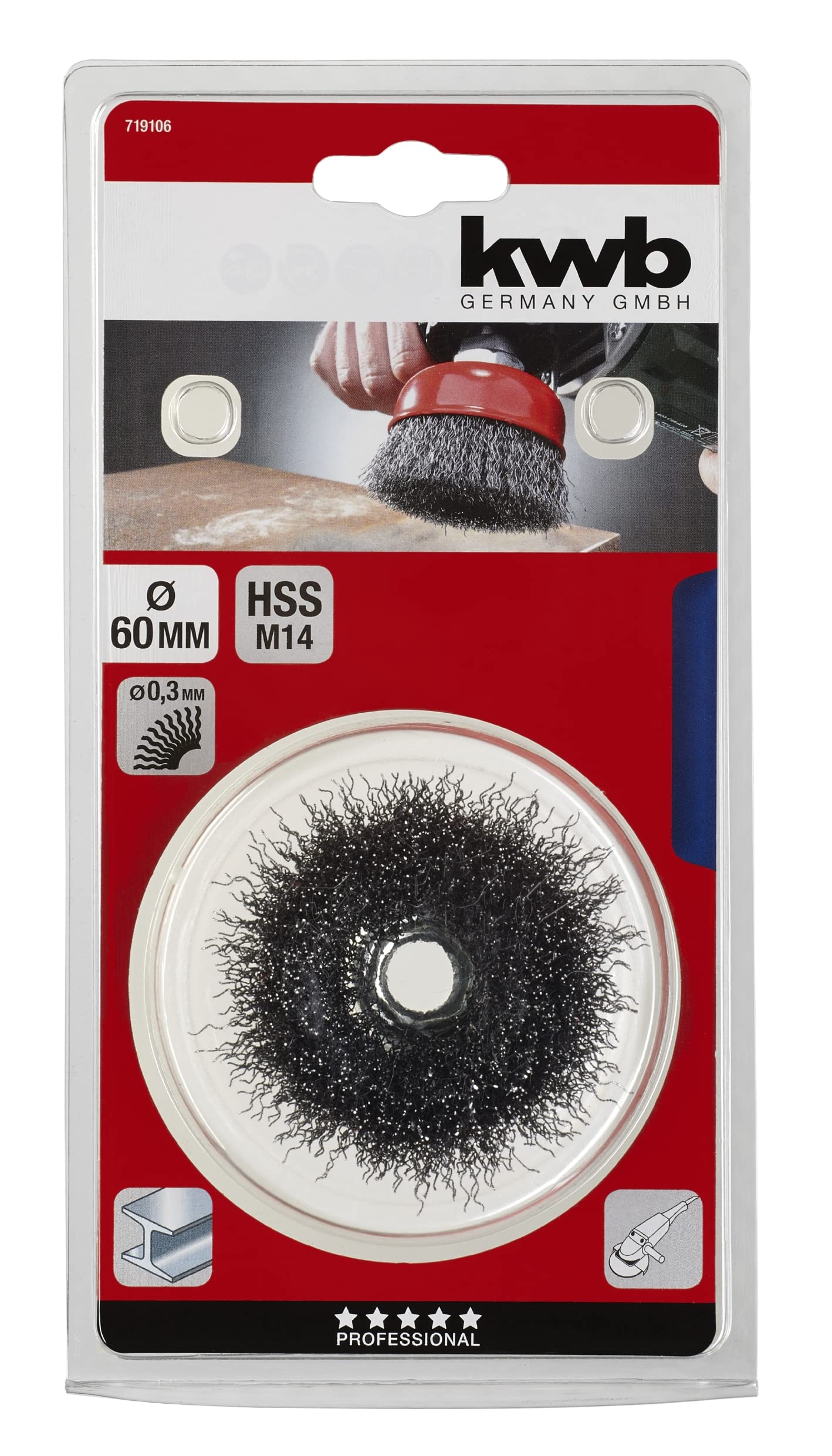 Angle Grinder Cup Brush 60mm with M14 Thread Mount | Wavy HSS Steel Wire for Metal & Stone Cleaning | Professional Deburring, Scuffing & Rust Removal Tool | Perfect for Welding Prep, Surface Restoration & DIY Projects