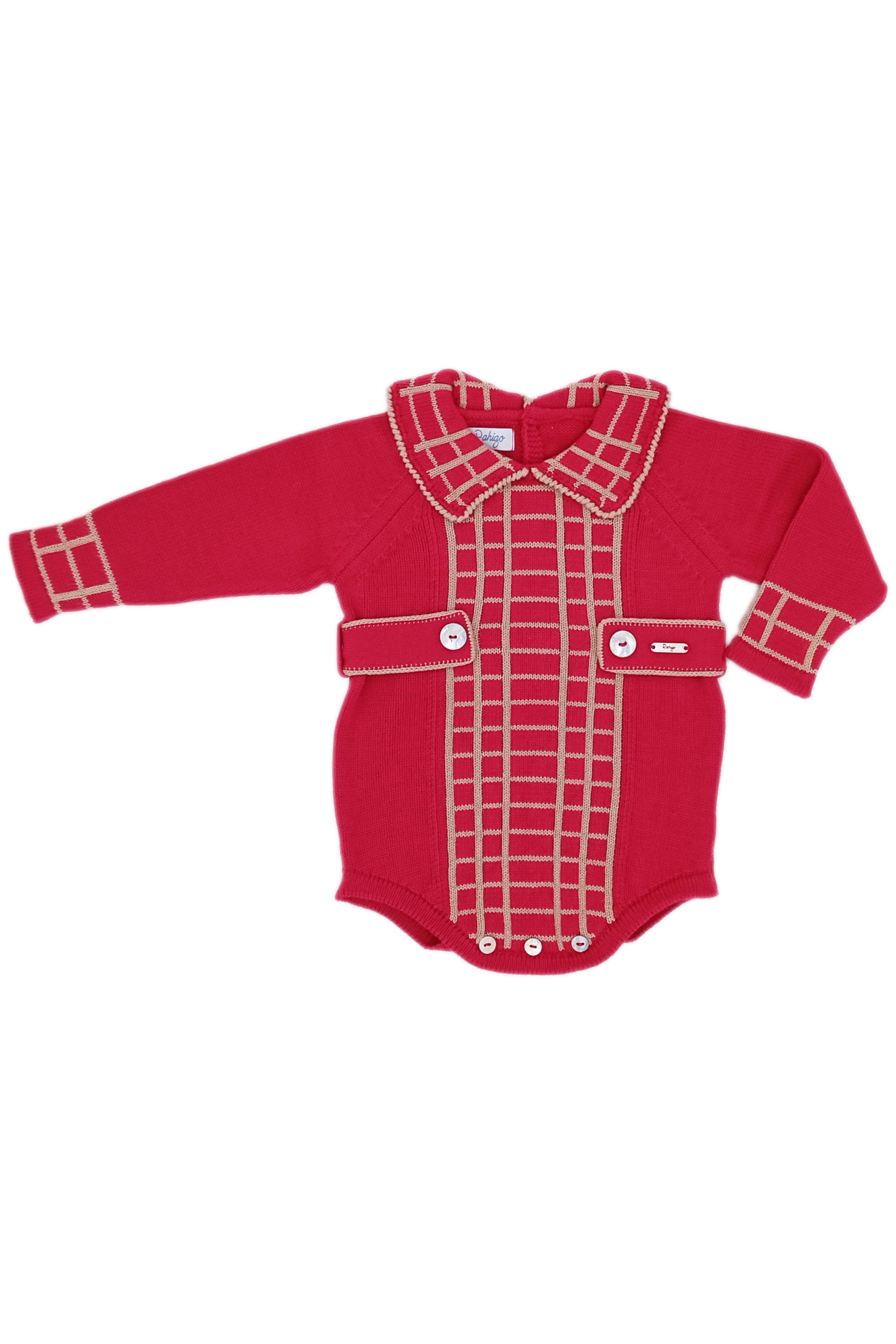 Stylish Joss Red & Camel Check Knit Romper for Women - Trendy Fall Outfit for Casual Wear & Date Nights