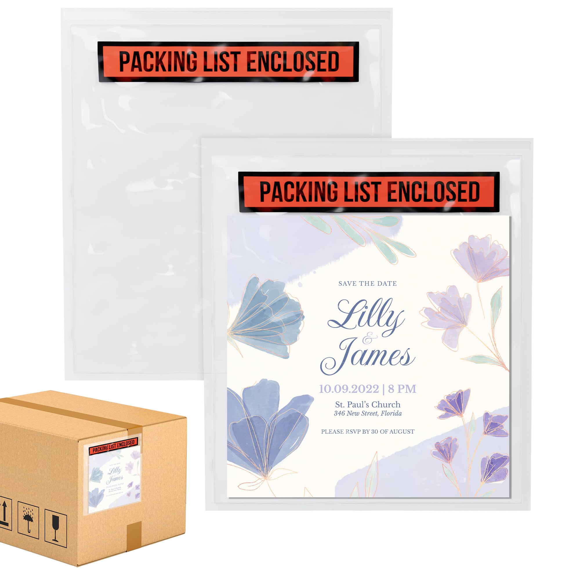 1000 Pack Clear, Red & Black 2 Mil Polyethylene Packing Slip Envelopes - 4 x 5 Inch Self Seal Packing List Pouches for Shipping, Invoices & Documents | Durable ABC Packing List Enclosed Envelopes for Business & E-commerce