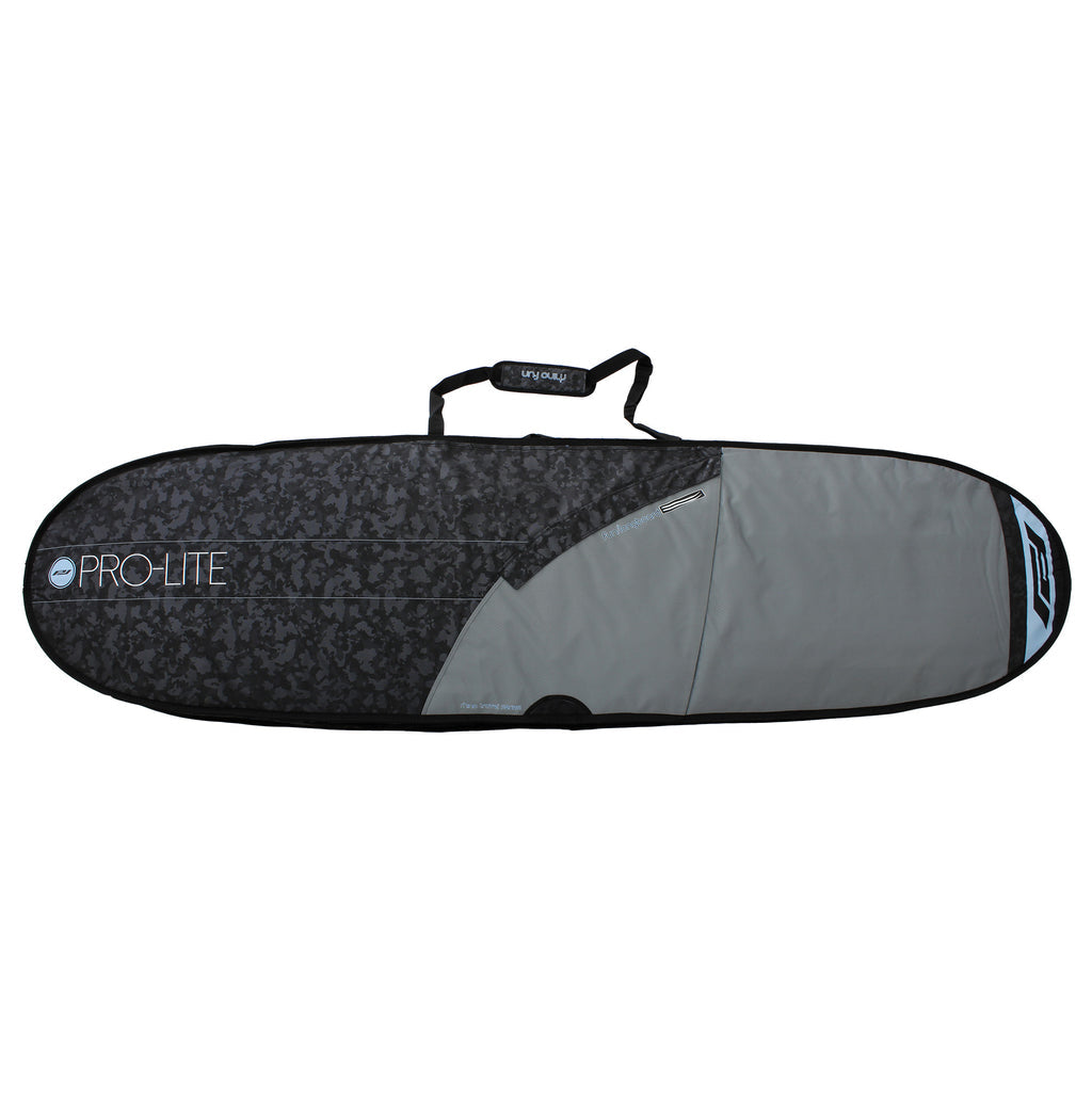Pro Lite Board Bag - Rhino Travel Bag for 8'0 to 9'6 Longboards (Holds 1-2 Boards) in Gray/Light Blue/Black - Perfect for Surfing, Paddleboarding & Travel Protection