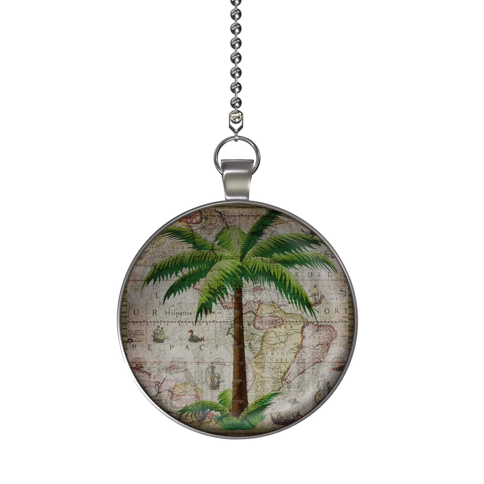 Vintage Style Palm Tree Ceiling Fan Pull Chain with Light Switch - Tropical Home Decor for Bedroom, Living Room & Patio