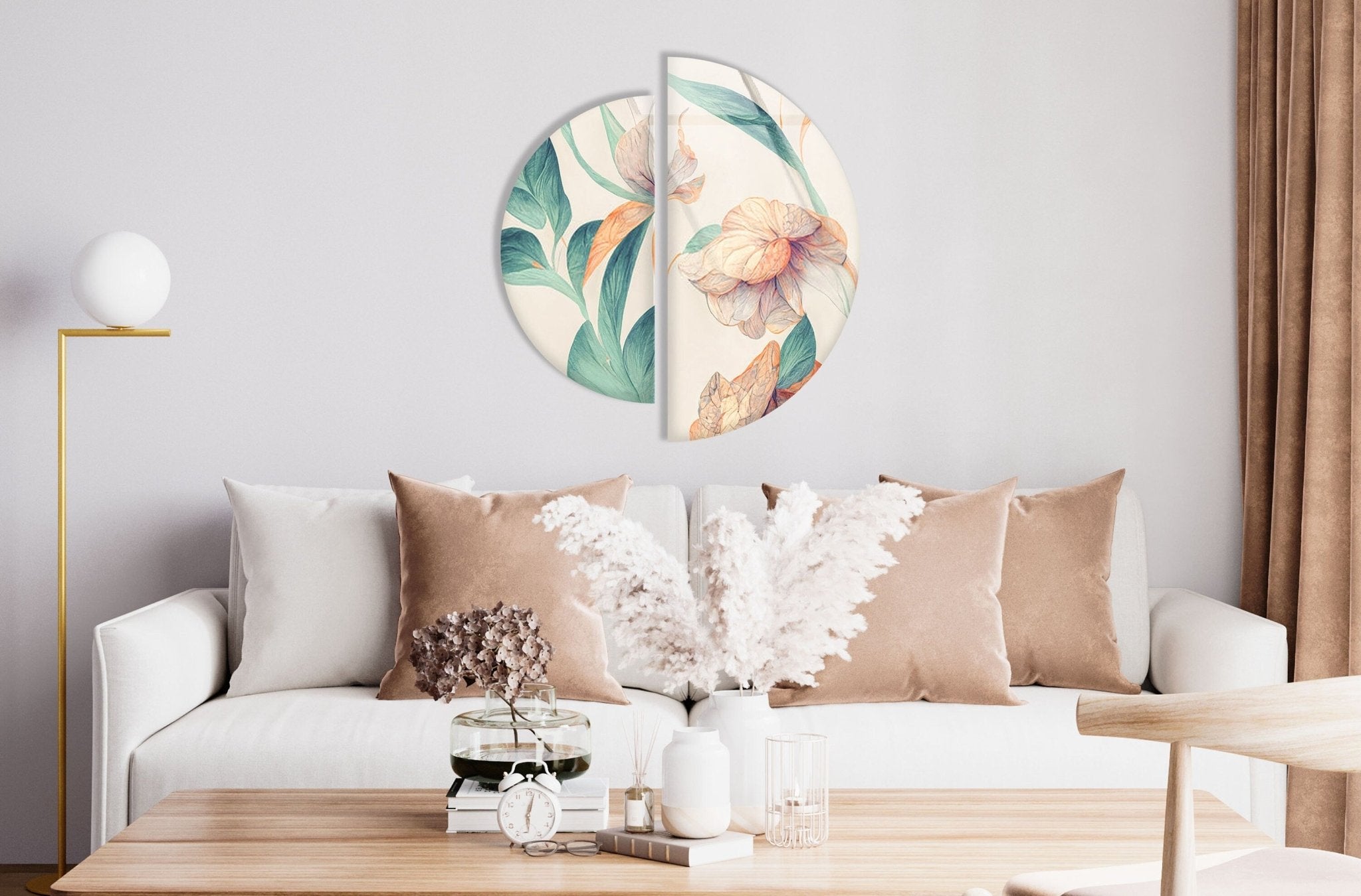 2 Piece Blue & White Flower Glass Wall Art Set - Handmade Decorative Hanging Panels for Living Room, Bedroom & Office Decor - Perfect for Home, Apartment & Wedding Decorations