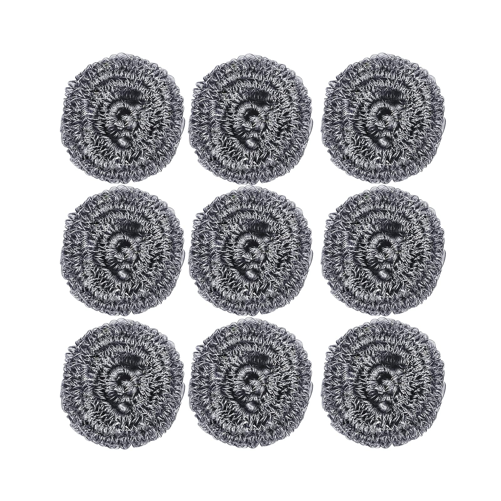 9-Pack Stainless Steel Scourer Pads for Kitchen & Bathroom Cleaning