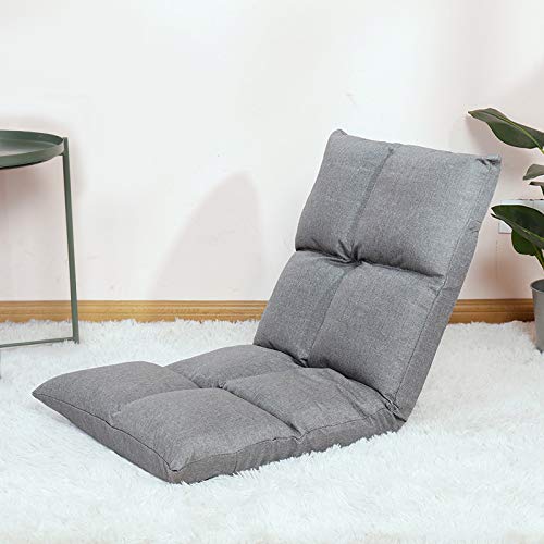 Adjustable Memory Foam Floor Chair - Foldable Gaming & Recliner Sofa for Adults - Ergonomic Back Support - Gray Eight Grid Design - Perfect for Gaming, Reading & Relaxing at Home