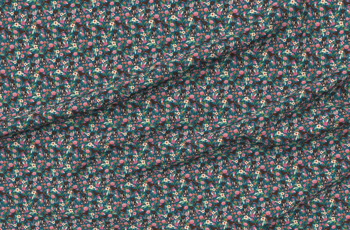 German Pointer Floral Dog Blue Floral Navy Pet Portrait Printed Minky Fabric - Fat Quarter for Sewing Baby Blankets, Quilt Backing & Plush Projects - Perfect for DIY Crafts, Nursery Decor & Pet Lovers Gifts