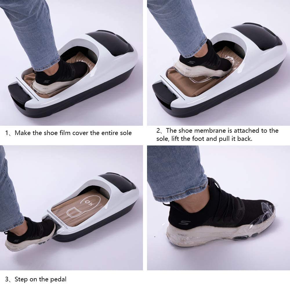 Automatic Shoe Cover Dispenser Machine - Portable & Reusable Shoe Cover Maker for Home, Office & Shop - Includes 1000 Disposable Shoe Covers - Perfect for Medical Facilities, Clean Rooms & Home Protection