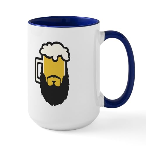 White/Navy Inside - Beer Beard Mugs