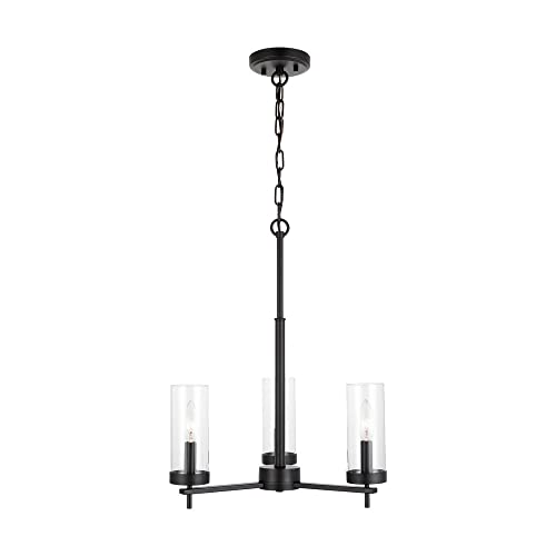 Generation Lighting 3-Light Zire Chandelier in Midnight Black (Model 3190303-112) - Modern Ceiling Light Fixture for Dining Room, Living Room & Bedroom Decor | Compatible with LED & Standard Bulbs | Perfect for Home, Office & Restaurant Lighting